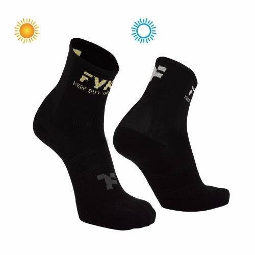 Boost Socks Low: Black Sun Socks that change the color of the fyke logo with exposure to the sun.