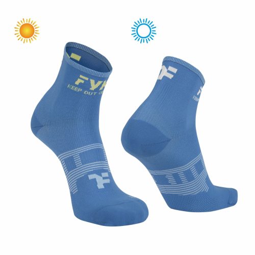 Boost Socks Low: Blue Sun Socks that change the color of the fyke logo with exposure to the sun.