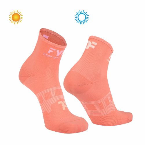 Boost Socks Low: Coral Sun Socks that change the color of the fyke logo with exposure to the sun.