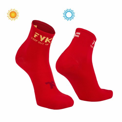 Boost Socks Low: Red Sun Socks that change the color of the fyke logo with exposure to the sun.