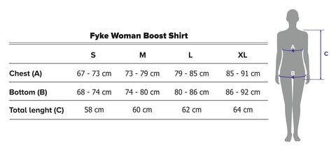 Boost One Woman T-Shirt Size Guide