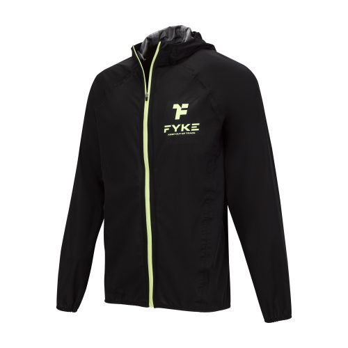 Waterproof Running Jacket,  na cor Black Yellow Fluor com design minimalista para atividade desportiva